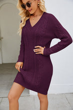 Load image into Gallery viewer, Cable-Knit Long Sleeve Sweater Dress