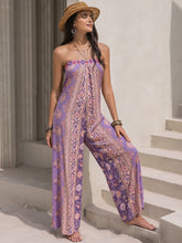 Load image into Gallery viewer, Tied Printed Tube Wide Leg Jumpsuit