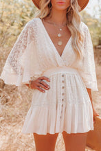 Load image into Gallery viewer, Lace Cutout Surplice Half Sleeve Dress