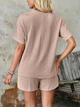 Load image into Gallery viewer, Textured Round Neck Short Sleeve Top and Shorts Set