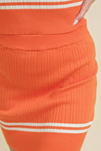 Load image into Gallery viewer, HIGH WAISTED KNIT STRIPED MINI SKIRT: Baby Blue / L