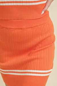 HIGH WAISTED KNIT STRIPED MINI SKIRT: Baby Blue / L