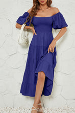 Load image into Gallery viewer, Smocked Square Neck Puff Sleeve Dress