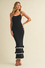 Load image into Gallery viewer, CONTRAST RUFFLED BOTTOM HEM SLEEVELESS KNIT MAXI