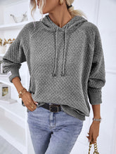 Load image into Gallery viewer, Texture Drawstring Long Sleeve Hooded Sweater