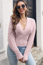 Load image into Gallery viewer, V-Neck Long Sleeve Cropped Sweater