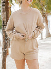 Load image into Gallery viewer, Ribbed Round Neck Long Sleeve Top and Shorts Set