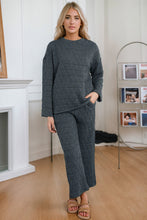 Load image into Gallery viewer, Round Neck Top and Pocketed  Pants Lounge Set