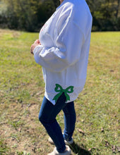 Load image into Gallery viewer, Merry and bright Christmas Sweatshirt, Side Bow : White / L