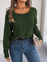 Load image into Gallery viewer, Cable-Knit Round Neck Long Sleeve Sweater