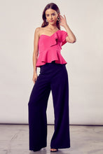 Load image into Gallery viewer, One Shoulder Ruffle Peplum Top