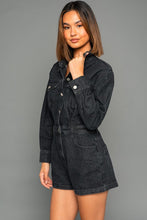 Load image into Gallery viewer, Long Sleeve Denim Romper