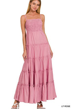 Load image into Gallery viewer, Woven Smocked Top Tiered Cami Maxi Dress