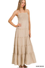 Load image into Gallery viewer, Woven Smocked Top Tiered Cami Maxi Dress