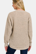 Load image into Gallery viewer, Zenana High Low Long Sleeve Waffle Sweater