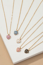 Load image into Gallery viewer, Checker Heart Pendant Necklace