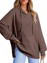 Load image into Gallery viewer, Drawstring Slit Long Sleeve Hoodie