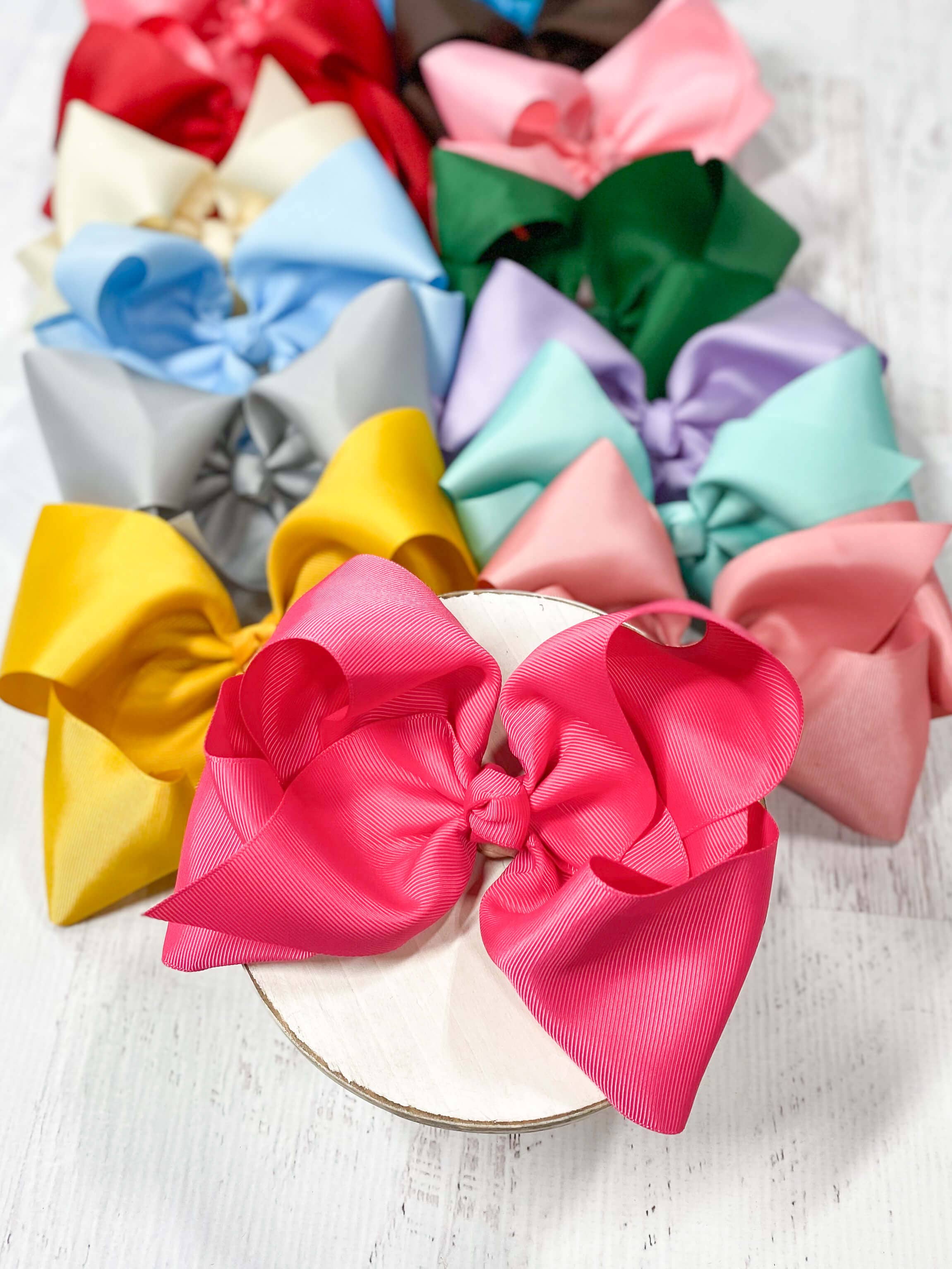 Texas Size Grosgrain Hair Bow: White