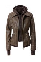 Load image into Gallery viewer, Women&#39;s Hood PU Leather Jacket