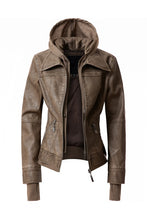 Load image into Gallery viewer, Women&#39;s Hood PU Leather Jacket