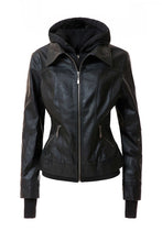 Load image into Gallery viewer, Women&#39;s Hood PU Leather Jacket