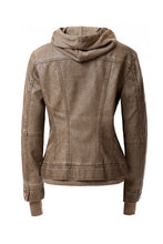 Load image into Gallery viewer, Women&#39;s Hood PU Leather Jacket