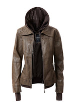 Load image into Gallery viewer, Women&#39;s Hood PU Leather Jacket