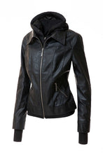 Load image into Gallery viewer, Women&#39;s Hood PU Leather Jacket