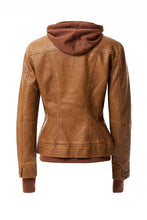 Load image into Gallery viewer, Women&#39;s Hood PU Leather Jacket