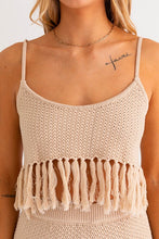 Load image into Gallery viewer, Tassel Detail Spaghetti Sweater Crop Top