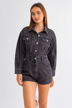 Load image into Gallery viewer, Long Sleeve Denim Romper