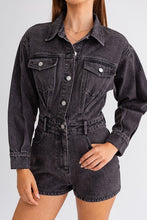 Load image into Gallery viewer, Long Sleeve Denim Romper