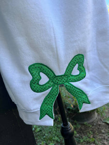 Merry and bright Christmas Sweatshirt, Side Bow : White / L