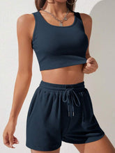 Load image into Gallery viewer, Scoop Neck Wide Strap Top and Drawstring Shorts Set