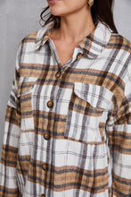 Load image into Gallery viewer, Plaid Button Up Dropped Shoulder Outerwear