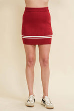 Load image into Gallery viewer, HIGH WAISTED KNIT STRIPED MINI SKIRT: Baby Blue / L