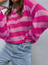 Load image into Gallery viewer, Honey Striped Round Neck Long Sleeve Sweater