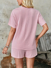 Load image into Gallery viewer, Textured Round Neck Short Sleeve Top and Shorts Set