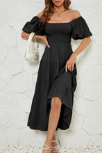 Load image into Gallery viewer, Smocked Square Neck Puff Sleeve Dress