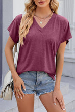 Load image into Gallery viewer, V-neck short sleeve overfit basic white t-shirt tee top: Navy / XL