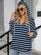 Load image into Gallery viewer, Drawstring Striped Long Sleeve Hoodie