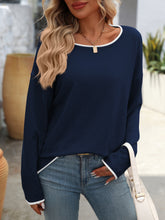 Load image into Gallery viewer, Mandy Contrast Trim Round Neck Long Sleeve Sweater