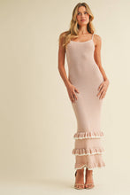 Load image into Gallery viewer, CONTRAST RUFFLED BOTTOM HEM SLEEVELESS KNIT MAXI