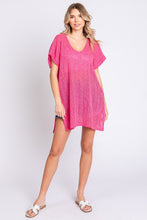 Load image into Gallery viewer, GeeGee Short Sleeve Side Slit Knit Cover Up Dress