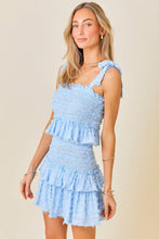 Load image into Gallery viewer, Smocked Ruffle Mini Dress: SKY BLUE / L