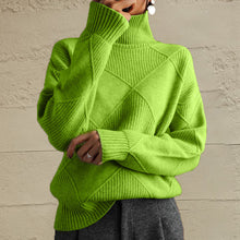 Load image into Gallery viewer, Geometric Turtleneck Long Sleeve Sweater