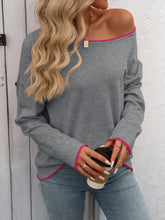 Load image into Gallery viewer, Mandy Contrast Trim Round Neck Long Sleeve Sweater