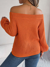 Load image into Gallery viewer, Openwork Off-Shoulder Long Sleeve Sweater