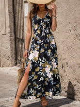 Load image into Gallery viewer, Slit Smocked Printed Maxi Cami Dress