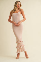 Load image into Gallery viewer, CONTRAST RUFFLED BOTTOM HEM SLEEVELESS KNIT MAXI
